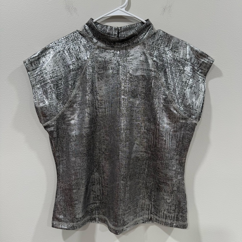 Pilcro Shimmering Silver Women's Top Size Large EUC